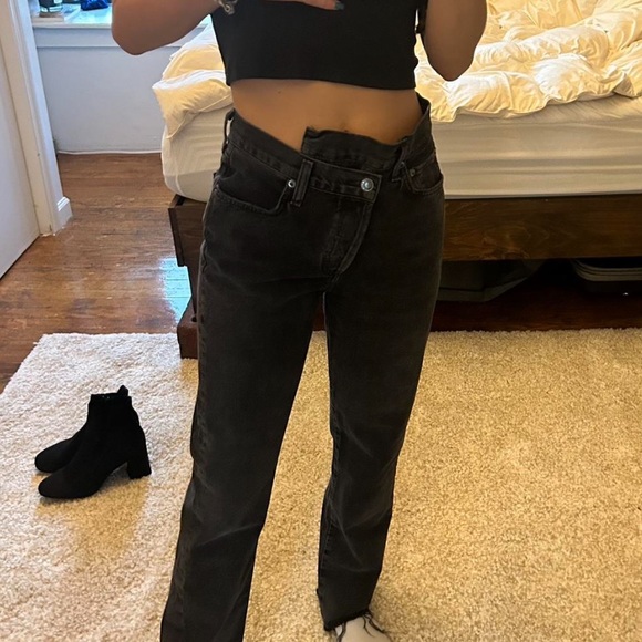 Agolde Asymmetrical Criss Cross High Rise jeans Size 26 - Picture 5 of 6